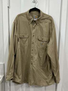 Carhartt Men's Flame Resistant (FR) Khaki Loose FitTwill Long Sleeve Shirt